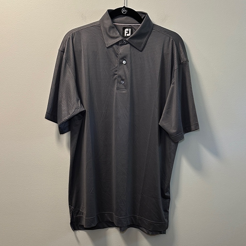FootJoy Men’s Performance Gray Allover Geo Print Golf Polo Sz L